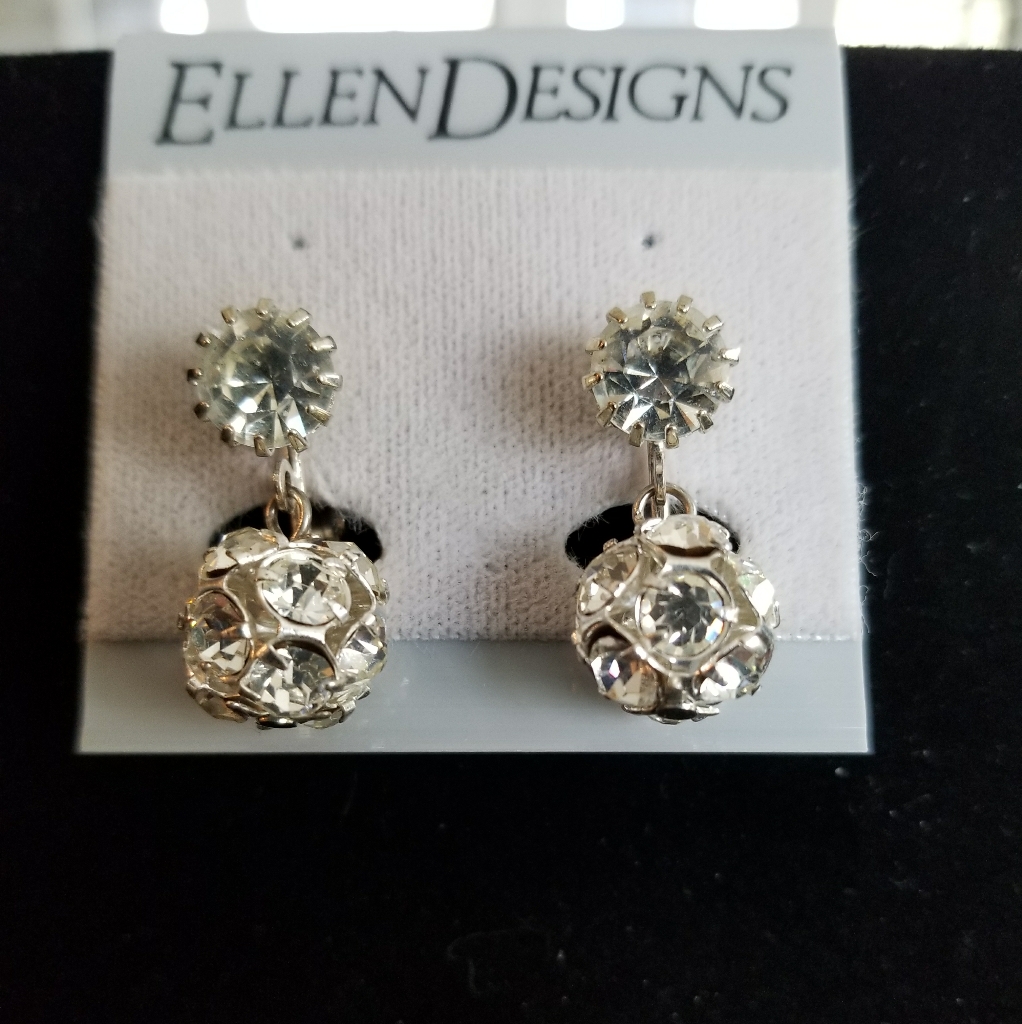 Ellen Designs Rhinestone Clip Earrings